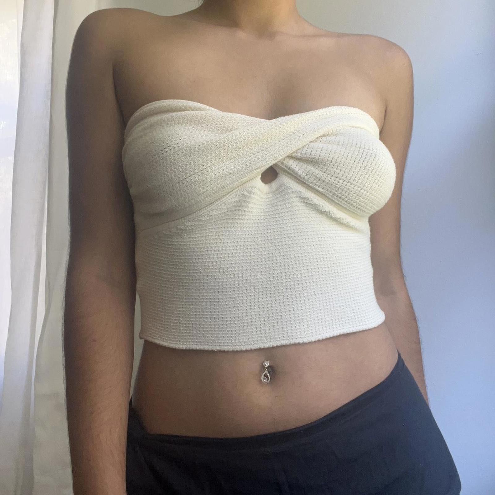 Other Women's Cream and White Crop-top Size S / US 4 / IT 40 - 3 Thumbnail