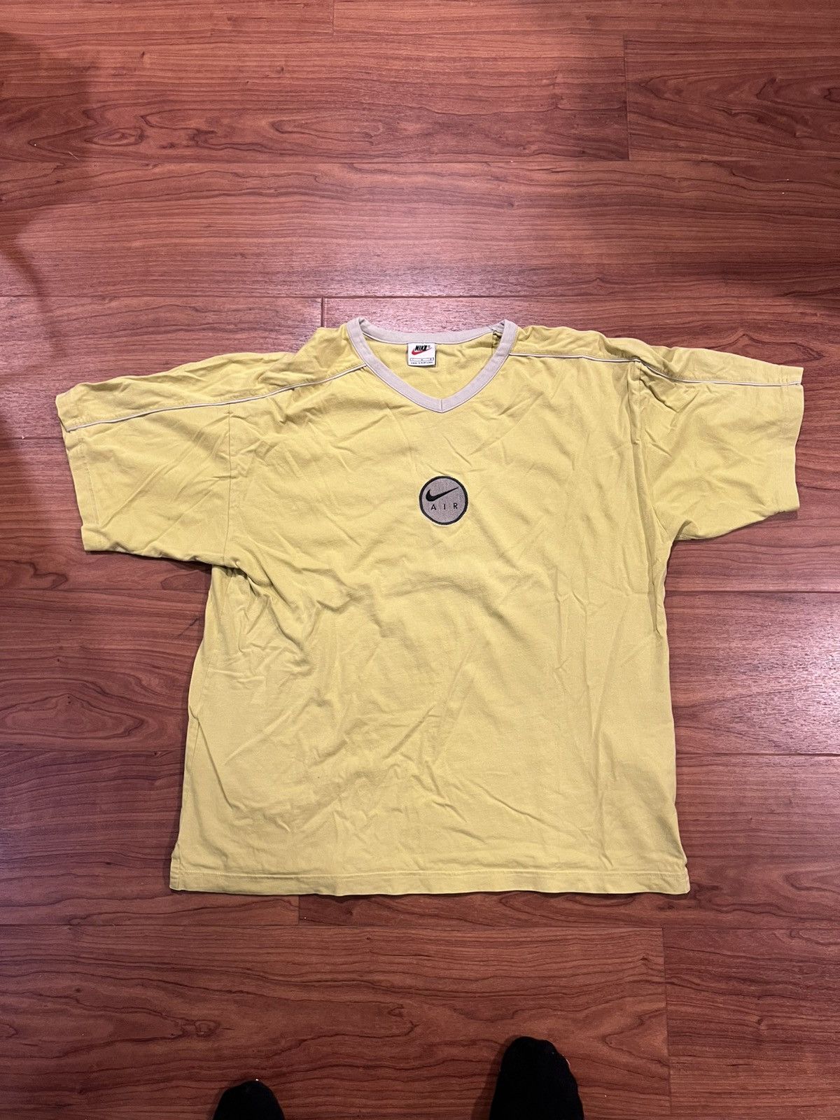 Nike × Vintage RARE Vintage Nike Air 90s Yellow T Shirt Size US XL / EU 56 / 4 - 1 Thumbnail