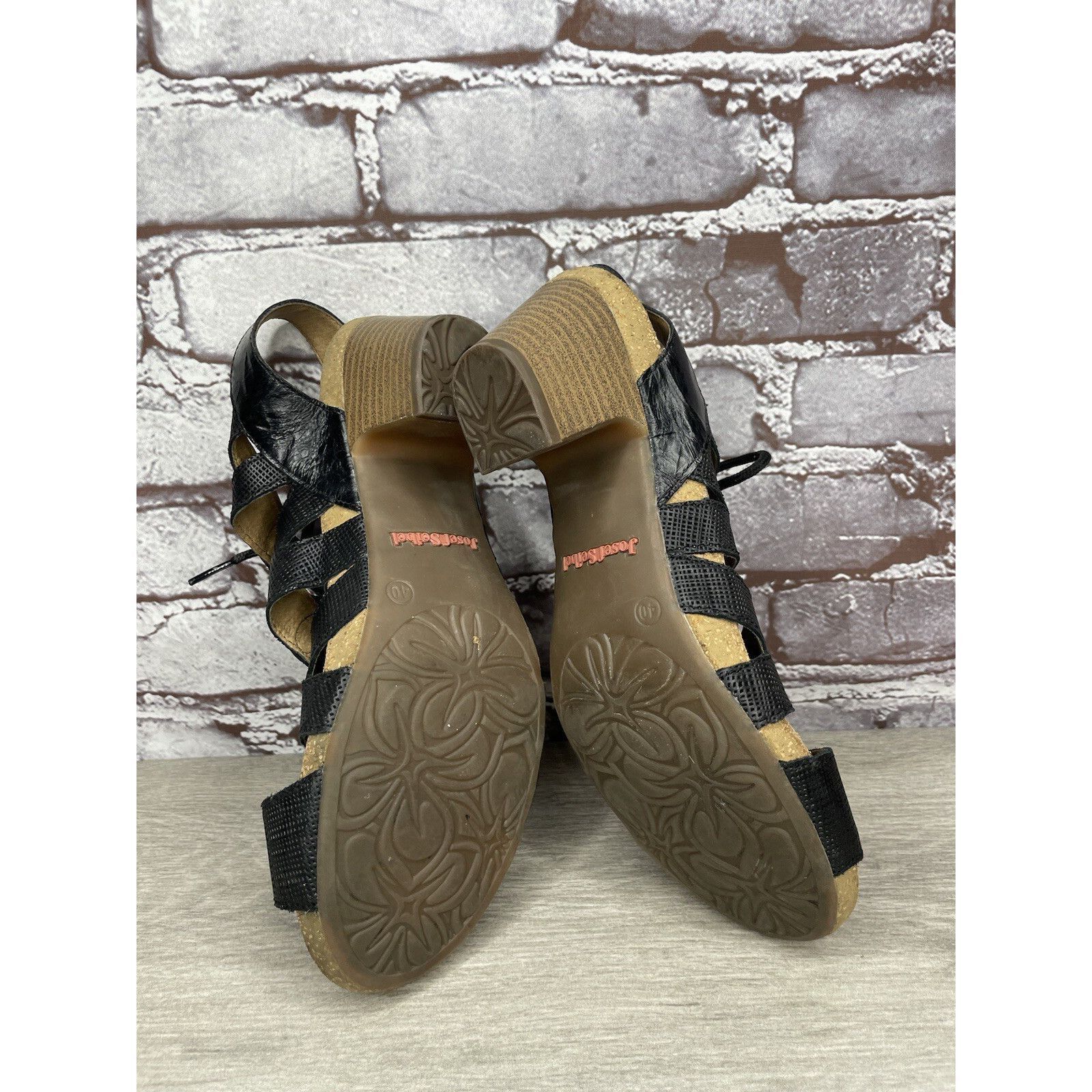 JOSEF SEIBAL Josef Seibel Ruth 29 Black Leather Casual Lace Heel Sandals Size US 9.5 / IT 39.5 - 23 Thumbnail