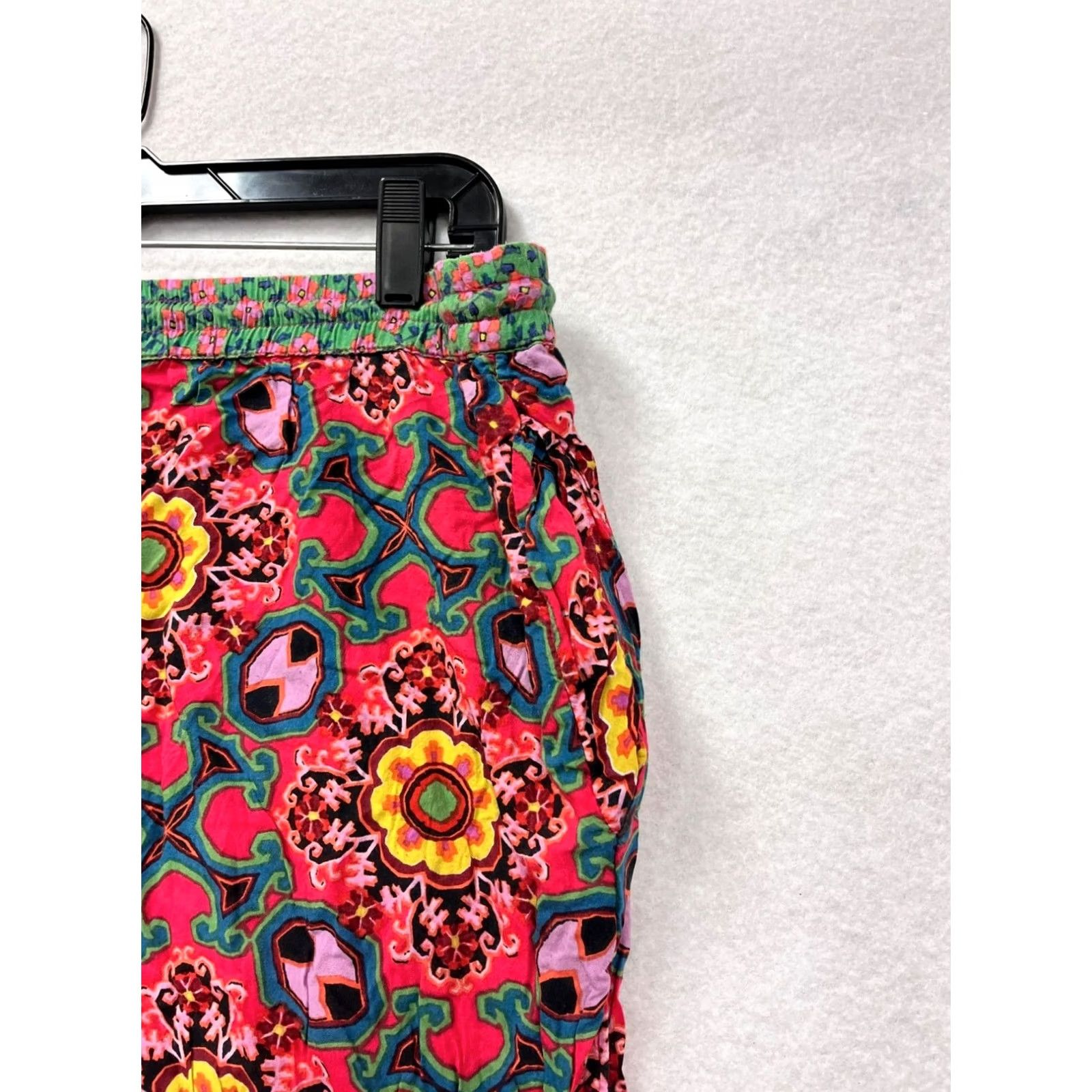 Anthropologie VINTAGE Anthropologie Womens Pants Drawstring Floral Red Large Modal Ankle Size 36" / US 14 / IT 50 - 7 Thumbnail