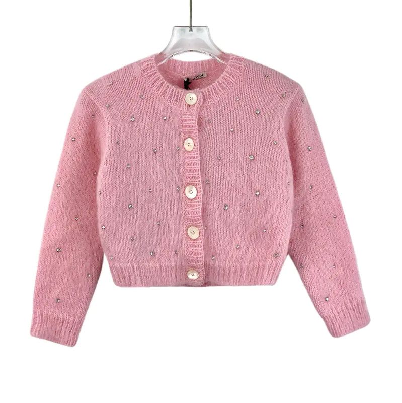 Miu Miu Pink Mohair Cardigan for Women 0089
