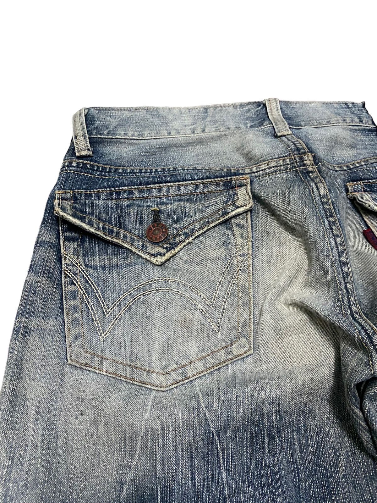 Edwin Vintage Edwin 503 blue trip flare distressed jeans Size US 35 - 16 Thumbnail