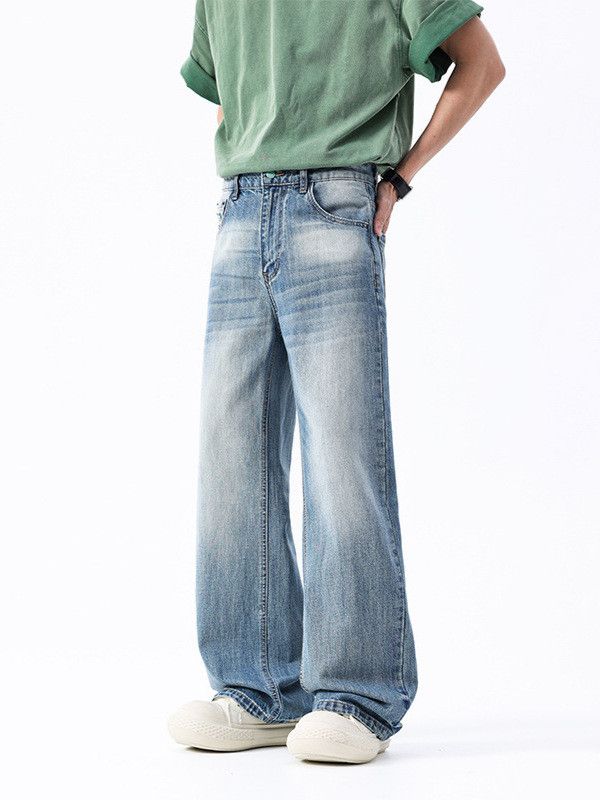 Japanese Brand Men's Japanese retro washed distressed straight leg jeans Size US 32 / EU 48 - 2 Thumbnail