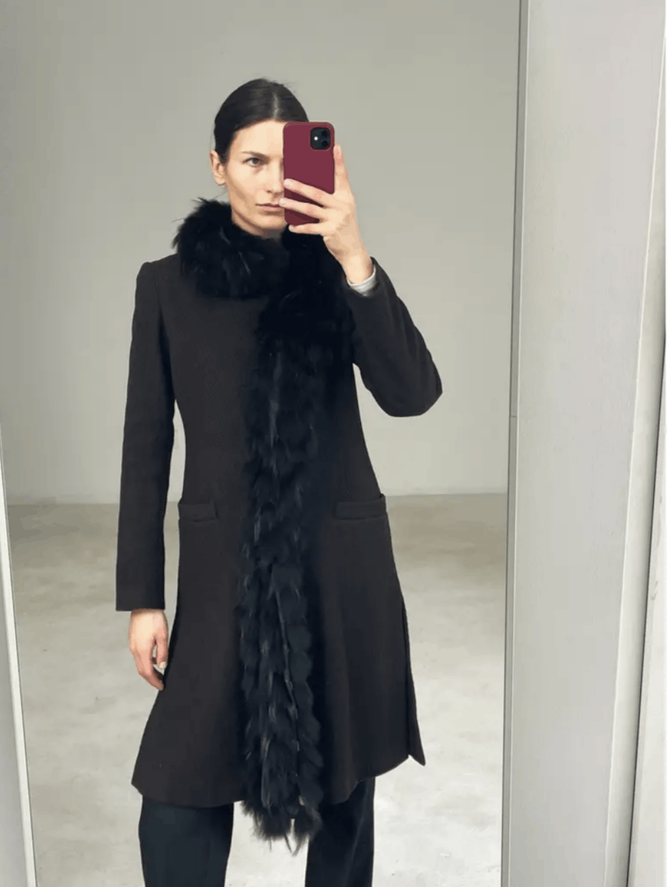 Emporio Armani wool coat with fur trimming Size XS / US 0-2 / IT 36-38 - 2 Thumbnail
