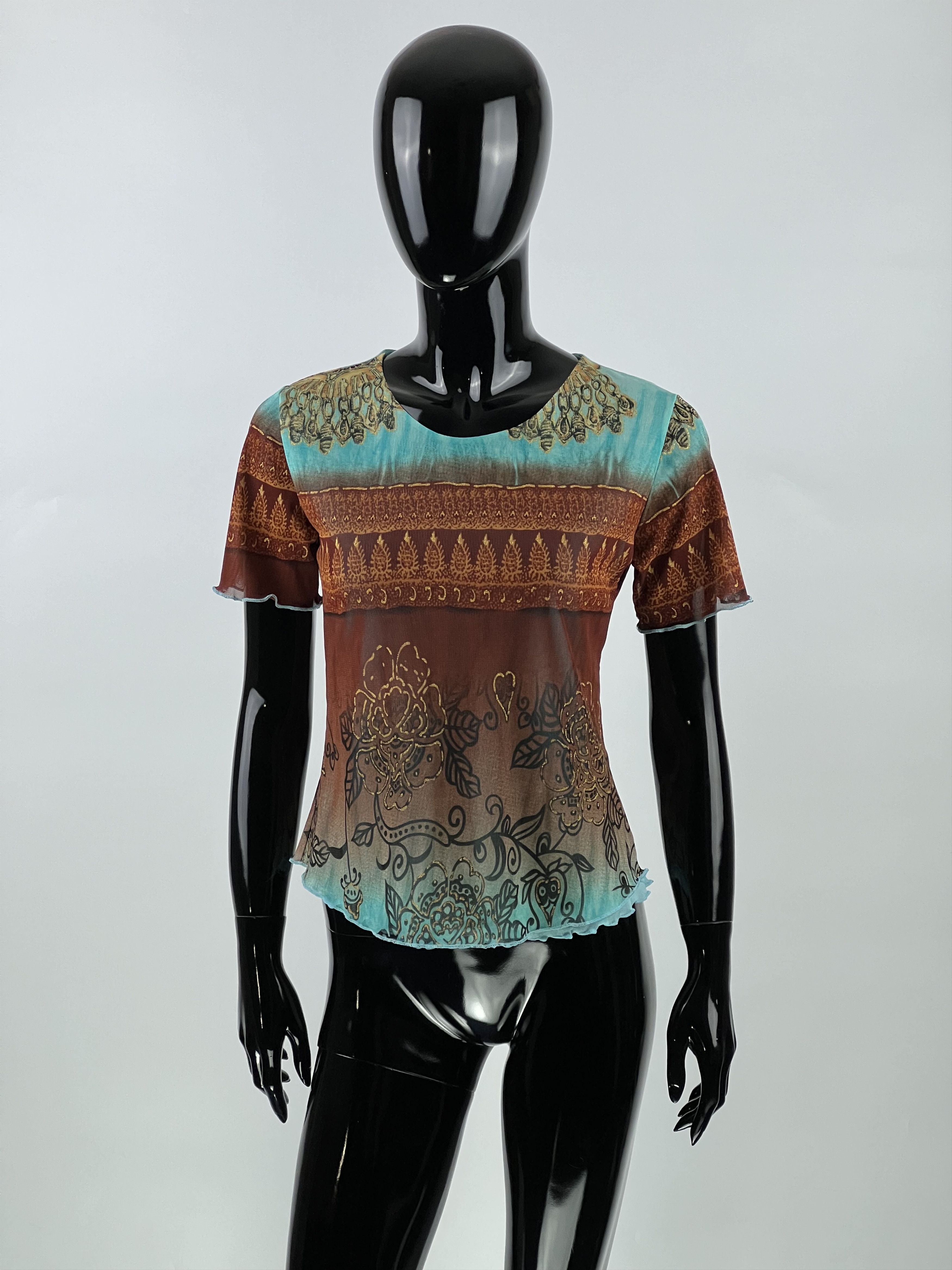 Designer Suzanna Paris Rare Vtg Floral Print Mesh Top Blouse Size 3 Size L / US 10 / IT 46 - 1 Thumbnail