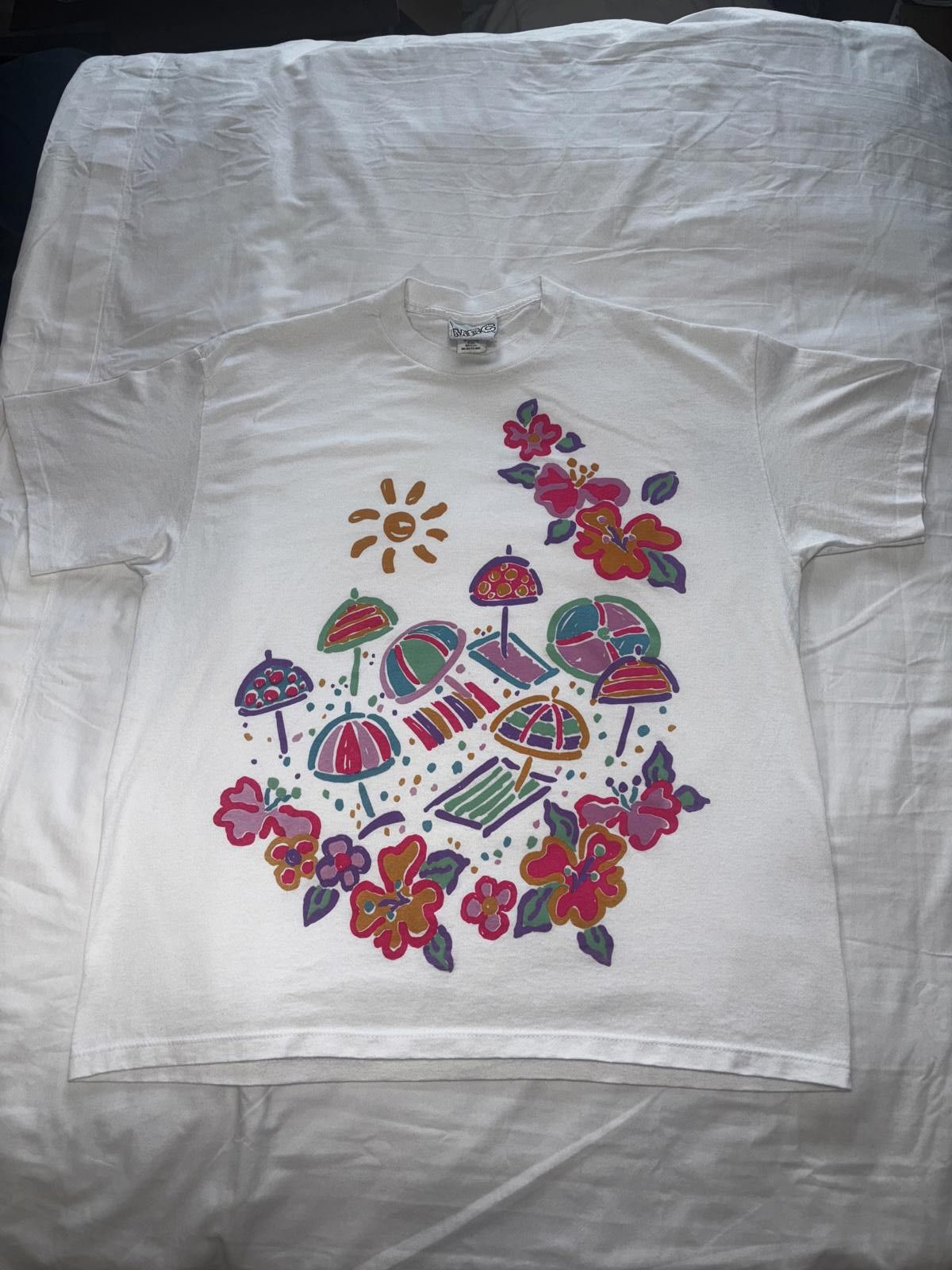 Designer Vintage MBC Summer Graphic Tee - White Size ONE SIZE - 1 Thumbnail