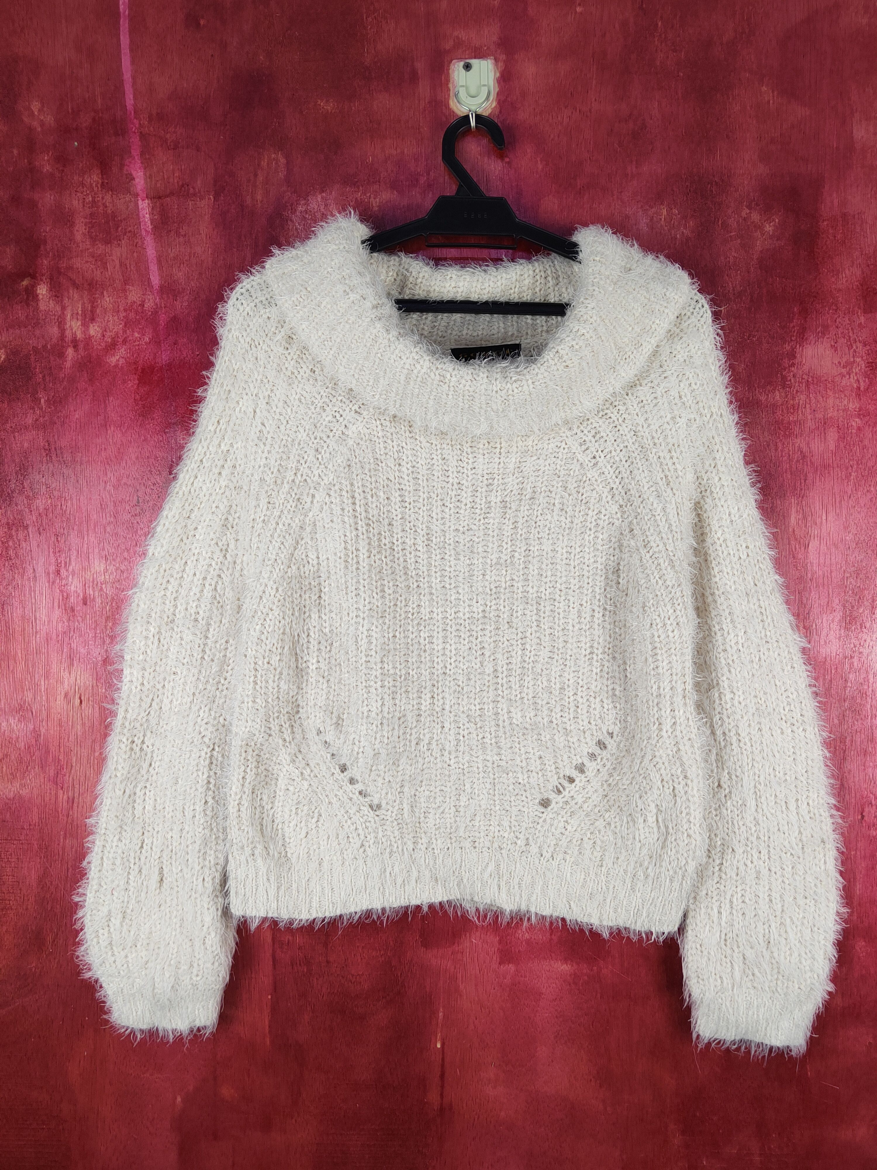 Homespun Knitwear Gorge Cream Shag Shaggy Fur Mohair Knitwear #S2275 Size S / US 4 / IT 40 - 1 Thumbnail