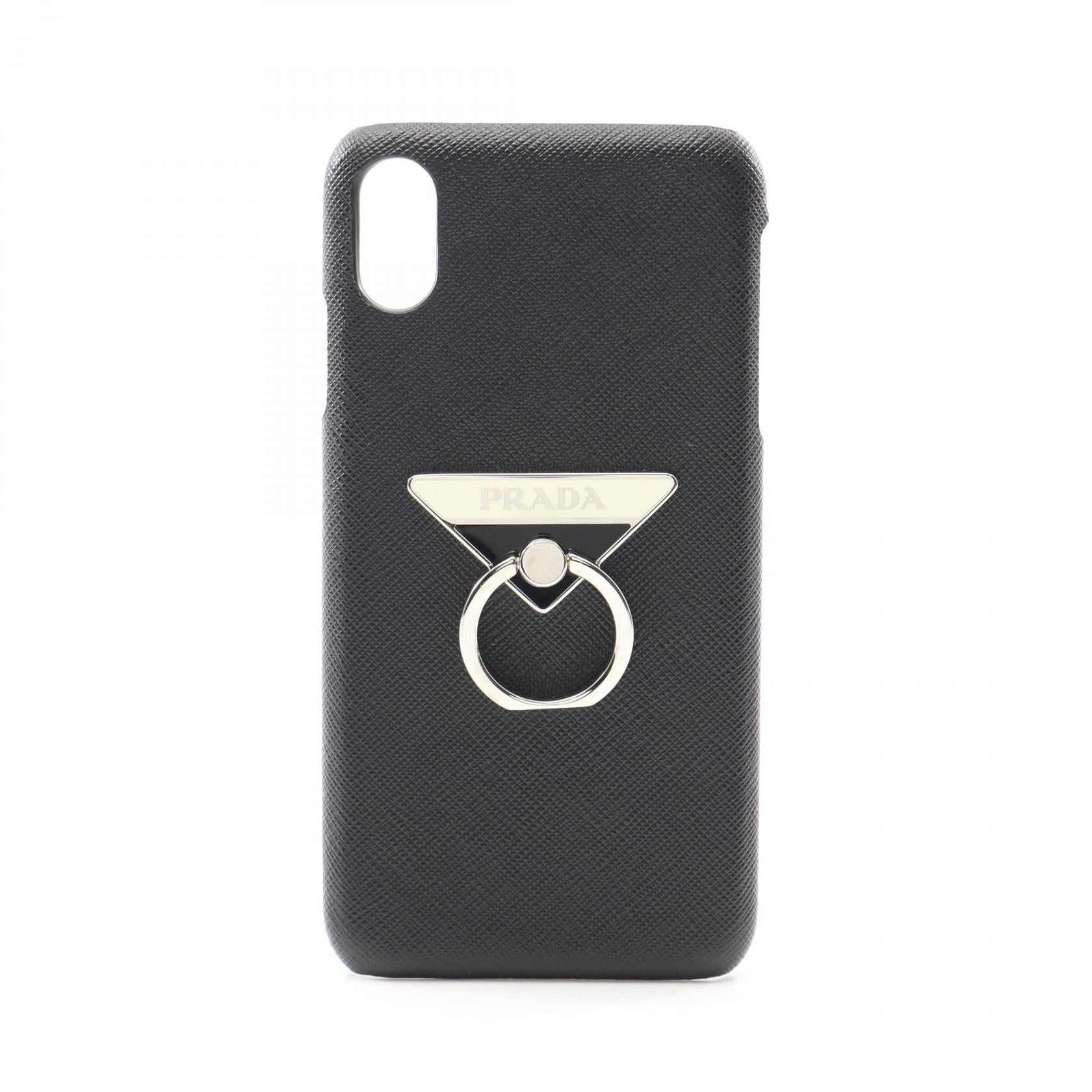 Prada Prada Bunker Ring Included Iphone Xs Max Case Saffiano Leather Black Size ONE SIZE - 1 Thumbnail