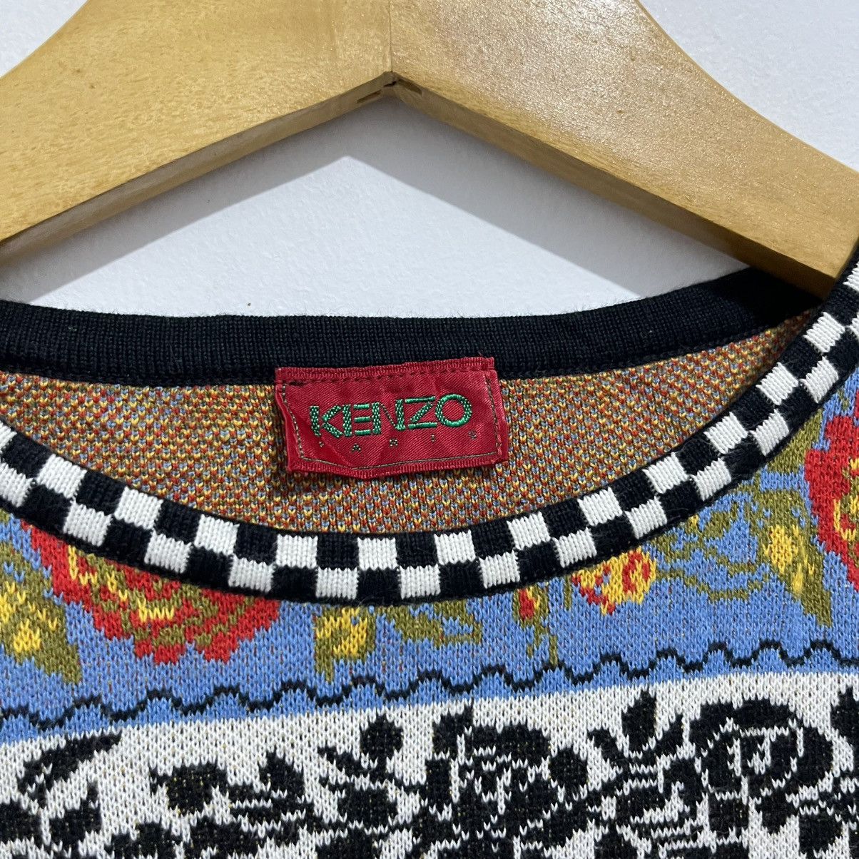 Kenzo Kenzo Vintage Floral Stripe Knit Sweater Size L / US 10 / IT 46 - 14 Thumbnail
