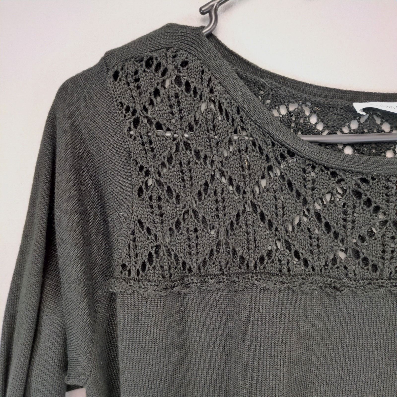 Calvin Klein Calvin Klein Women's XL Black Knit Crochet Detail Midi Dress Size XL / US 12-14 / IT 48-50 - 6 Thumbnail