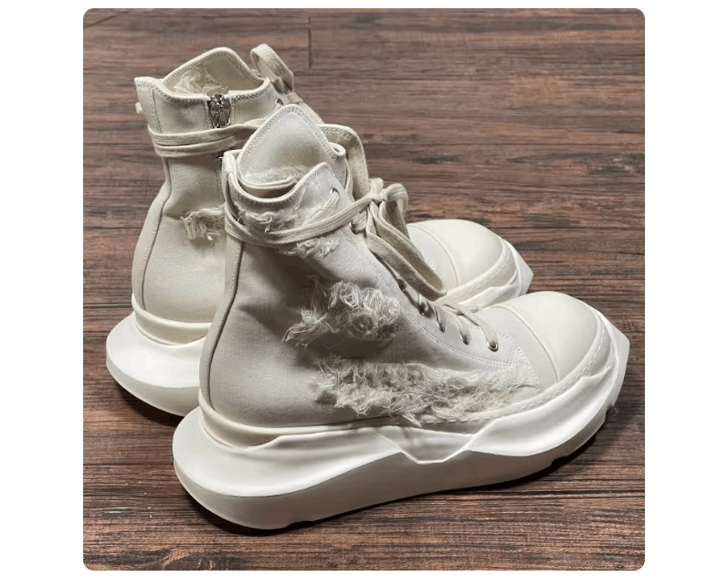 Rick Owens Drkshdw Rick Owens Men's Off-White Slashed Canvas High Tops Size US 8 / EU 41 - 2 Thumbnail