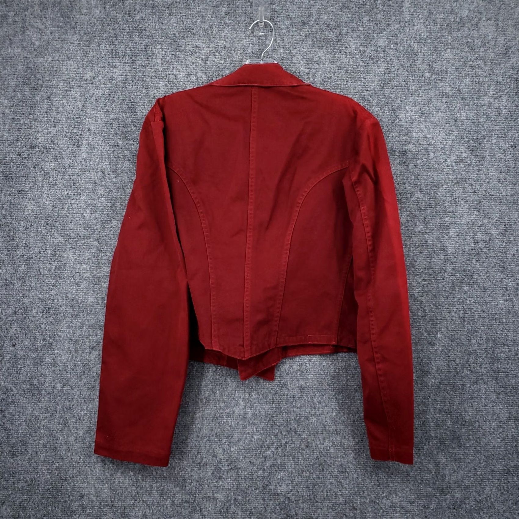 Vintage VINTAGE Shane Womens Red Cropped Suit Jacket Single Breasted Notched Formal Size 8 Size M / US 6-8 / IT 42-44 - 2 Thumbnail