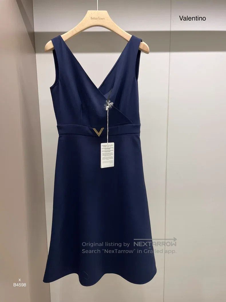 Valentino Valentino Teal sheep wool V-neck dress Size M / US 6-8 / IT 42-44 - 3 Thumbnail