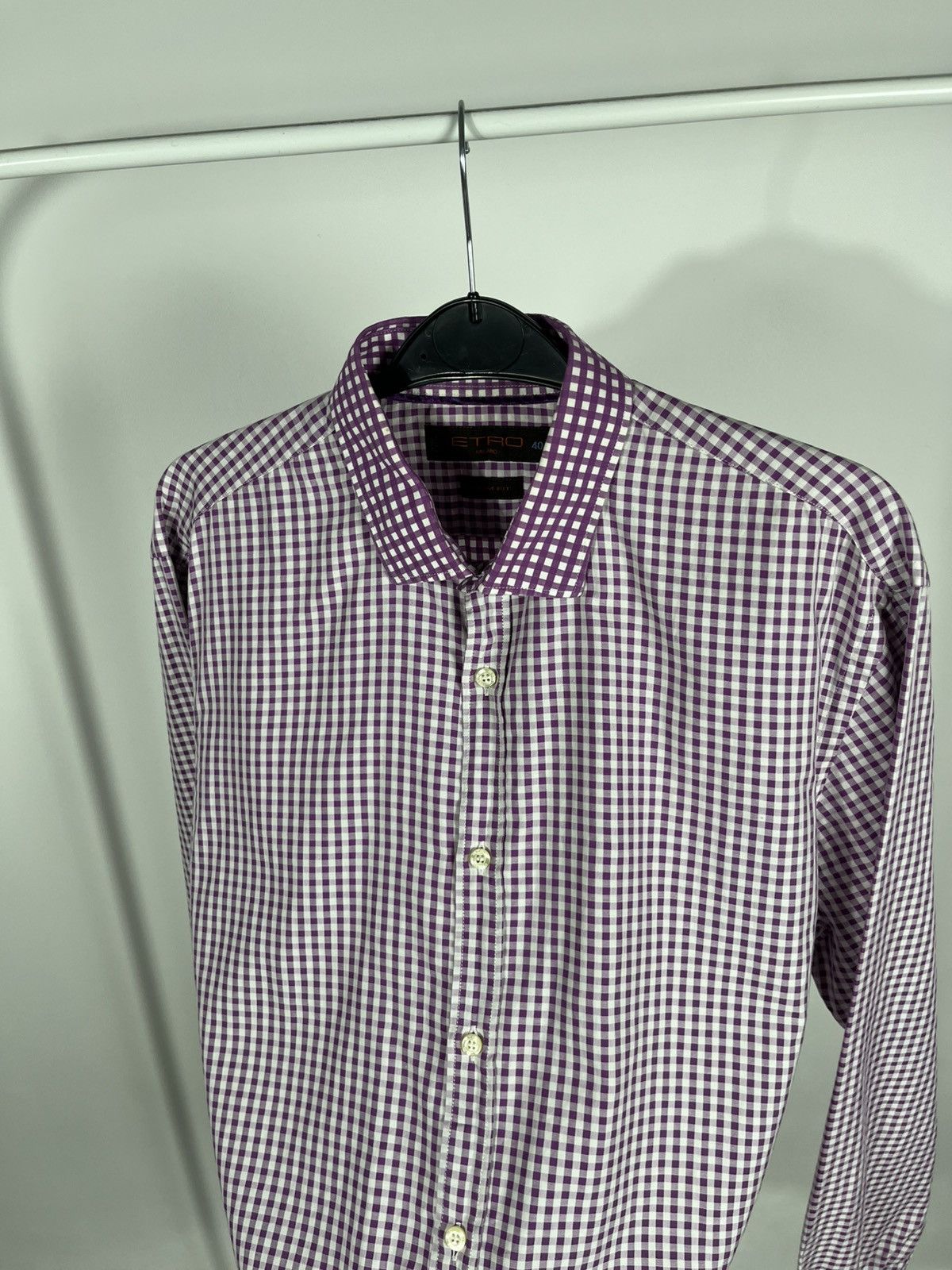 Etro Etro Milano Shirt Men’s Size 40 – Purple Gingham Slim Fit Size US L / EU 52-54 / 3 - 7 Thumbnail