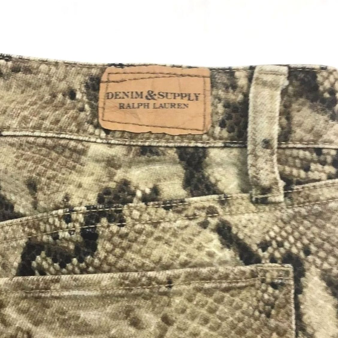 Vintage Denim & Supply Ralph Lauren Jeans Women 6 Brown Snake Print Straight Denim Zipper Leg Split Mens? Size 28" / US 6 / IT 42 - 4 Thumbnail