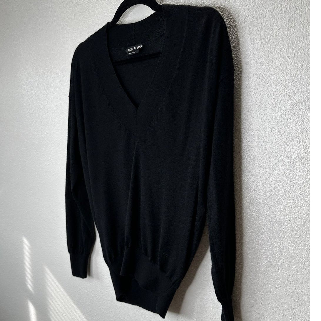 Tom Ford Tom Ford Black V-Neck Long Sleeve Cashmere Silk Sweater S Size S / US 4 / IT 40 - 6 Thumbnail
