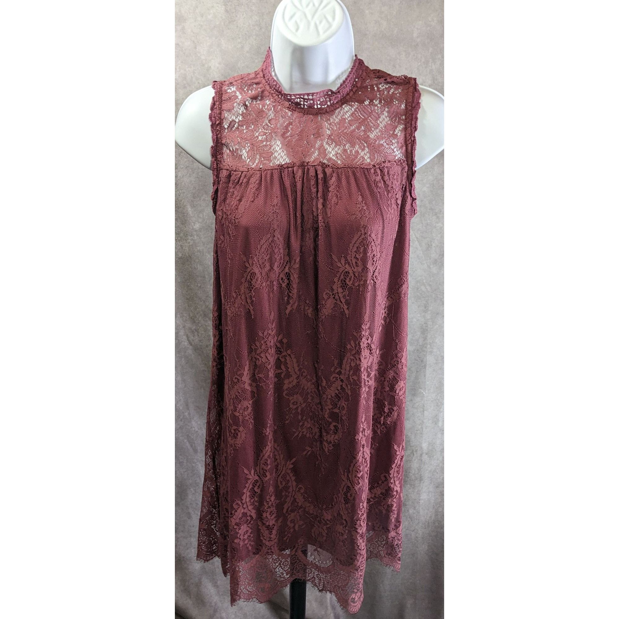 Other Mason & Belle Womens Berry Purple Lace Mini Dress Mock Neck Size S / US 4 / IT 40 - 1 Thumbnail