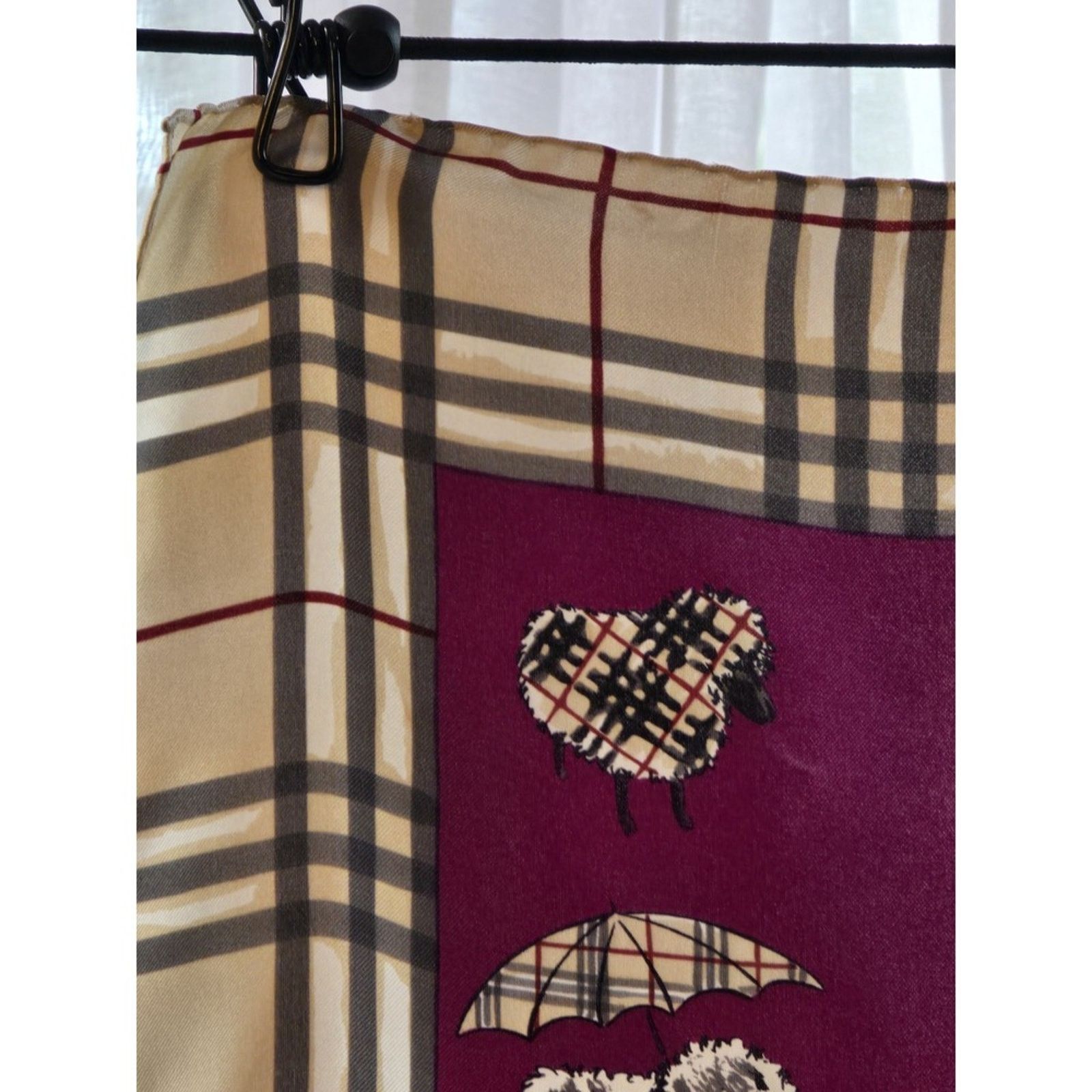 Burberry Burberry Silk Scarf Nova Check‎ Sheep Umbrella Print 18.5" Size ONE SIZE - 6 Thumbnail