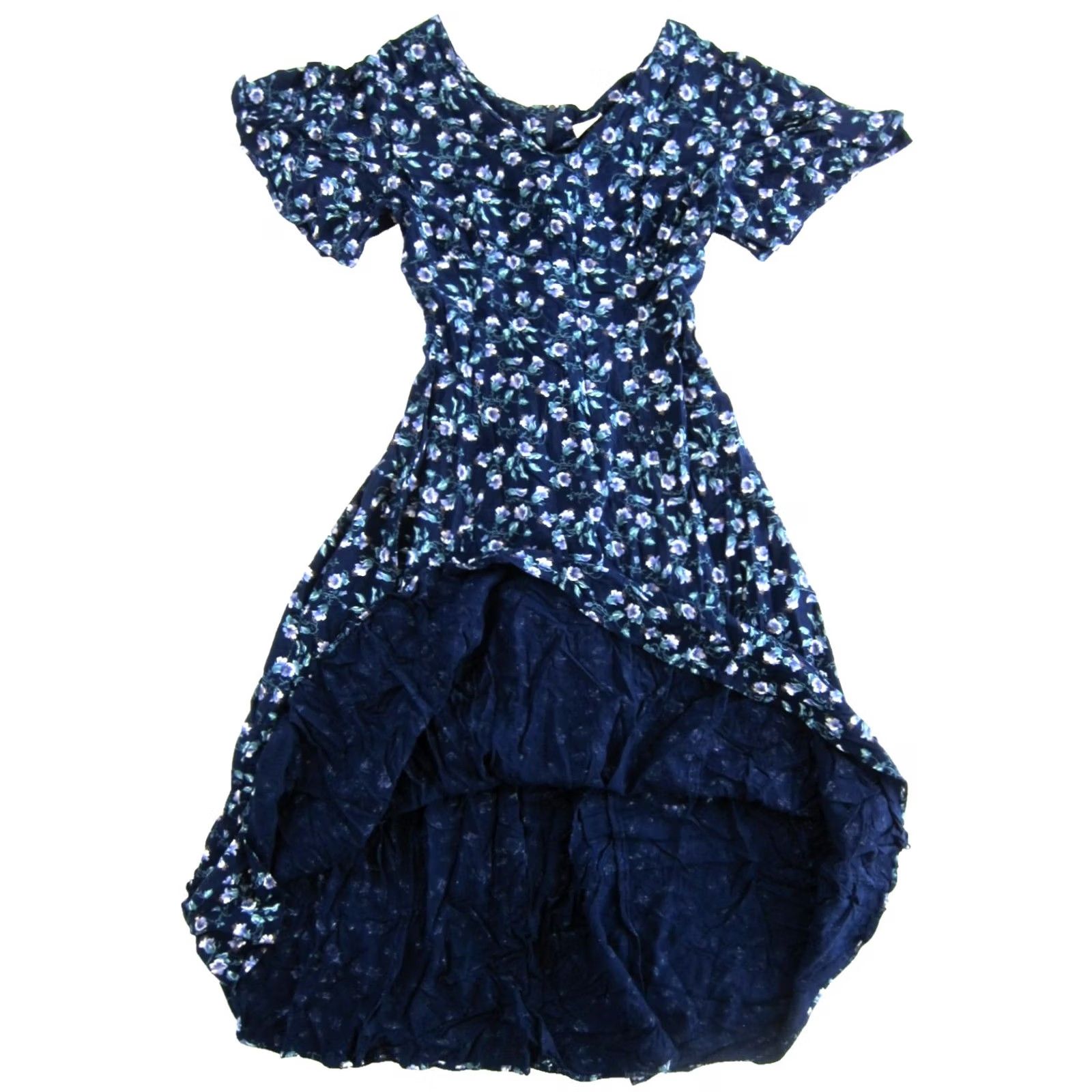 Vintage VTG No Boundaries Floral Midi Dress Short Sleeve Blue Purple Green Vintage Small Size 28" / US 6 / IT 42 - 5 Thumbnail
