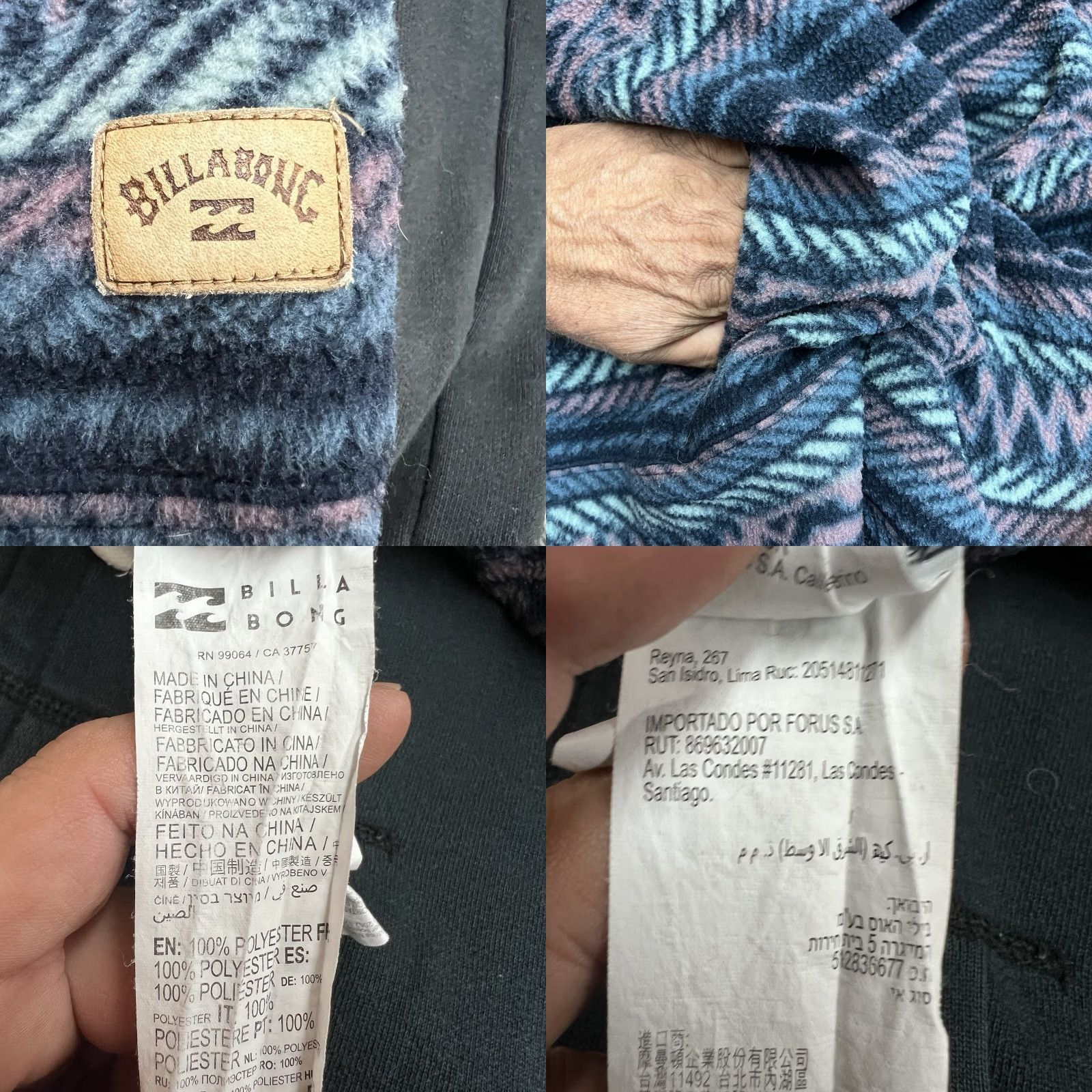 Billabong Billabong Geometric Print Pullover Fleece Sweatshirt Mens L Blue Aztec Pattern Size US L / EU 52-54 / 3 - 8 Thumbnail