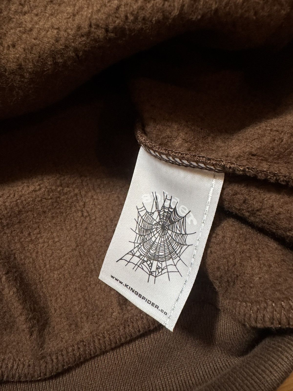 Sp5der SP5DER BROWN RHINESTONE OG WEB HOODIE - SIZE LARGE Size US L / EU 52-54 / 3 - 5 Thumbnail