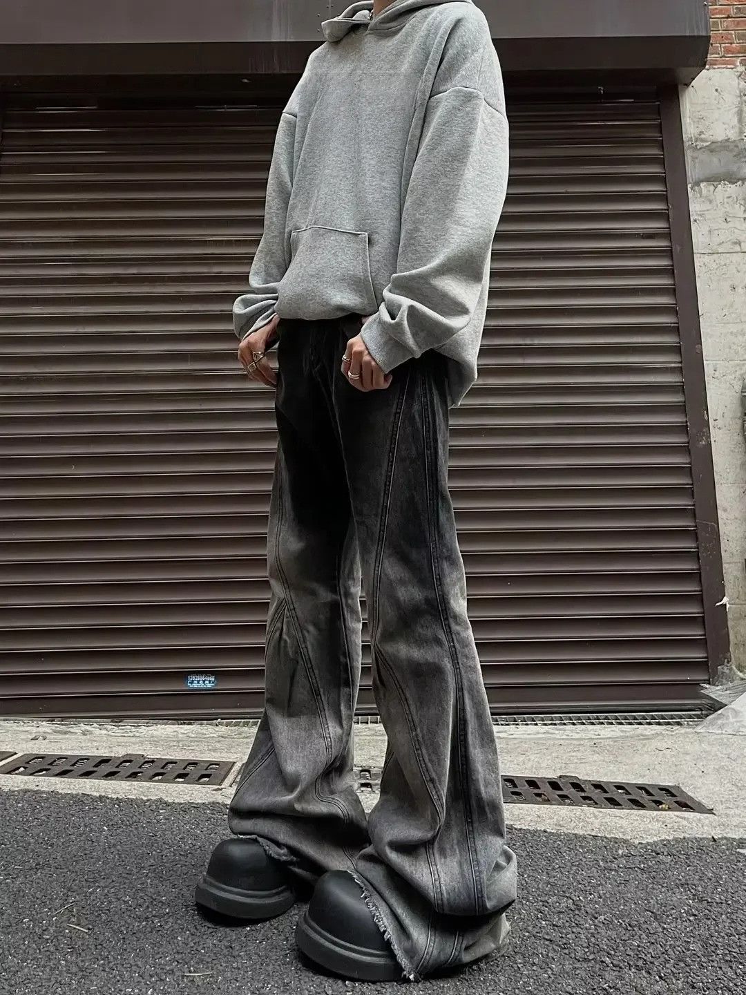 Other Grey black baggy jeans wide-leg Size 32" / US 10 / IT 46 - 2 Thumbnail