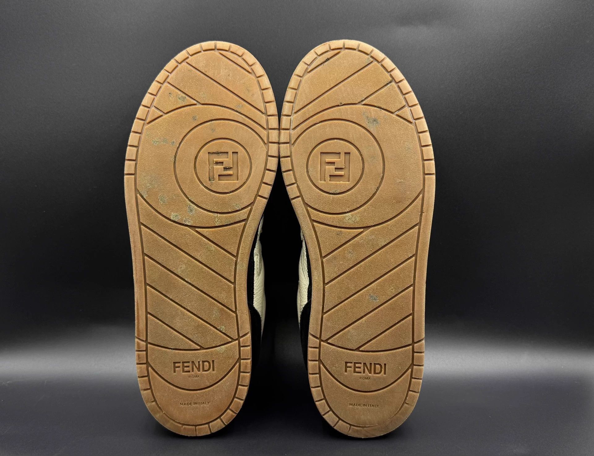 Fendi FENDI Match Leather Colorblocked Sneakers Men's Black White Size US 8 / EU 41 - 6 Thumbnail