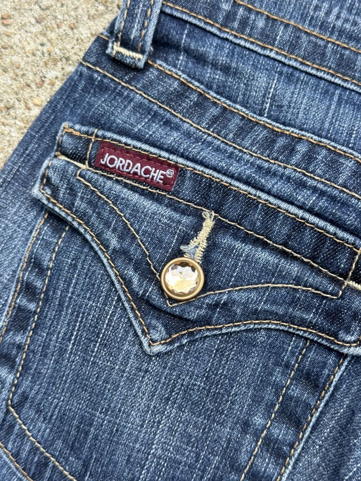 Jordache Vtg Jordache Bootcut Faded Dark Blue Jeans Y2K Size 30" / US 8 / IT 44 - 6 Thumbnail