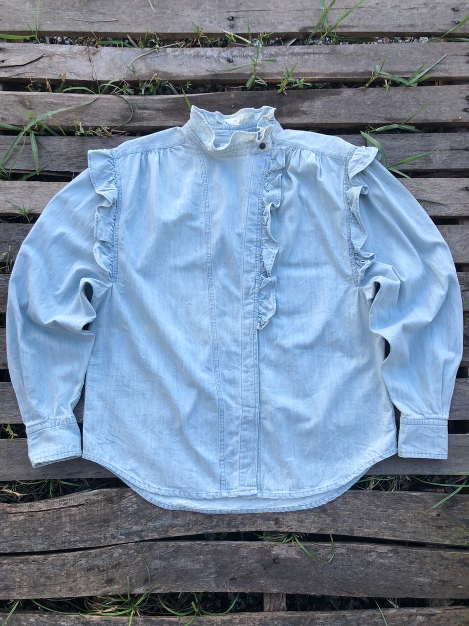 Isabel Marant Etoile Isabel Marant Etoile Denim Ruffle Trim Shirts Size L / US 10 / IT 46 - 1 Thumbnail