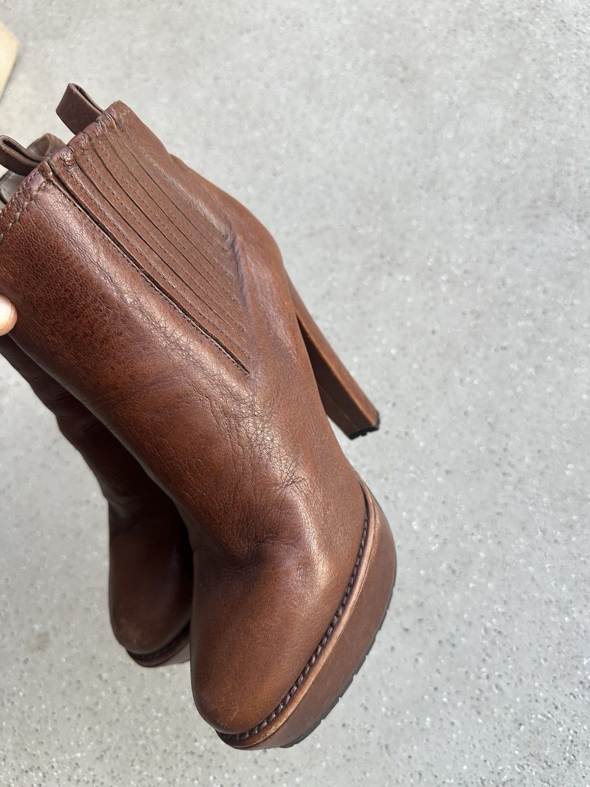 Prada DDP Prada Womens Brown Leather Platform Heel Boots Size 38,5 Size US 8.5 / IT 38.5 - 14 Thumbnail