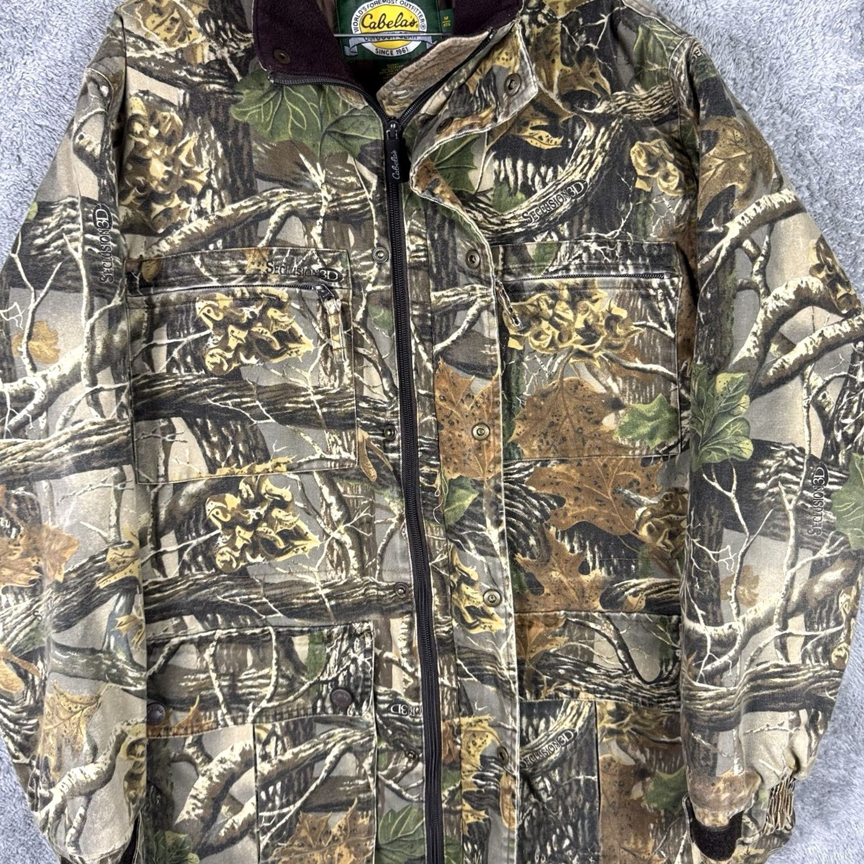 Vintage Cabela'S Mens Med Seclusion 3D Camouflage Hunting Jacket - Full Zip Quilt Lined Size US M / EU 48-50 / 2 - 5 Thumbnail