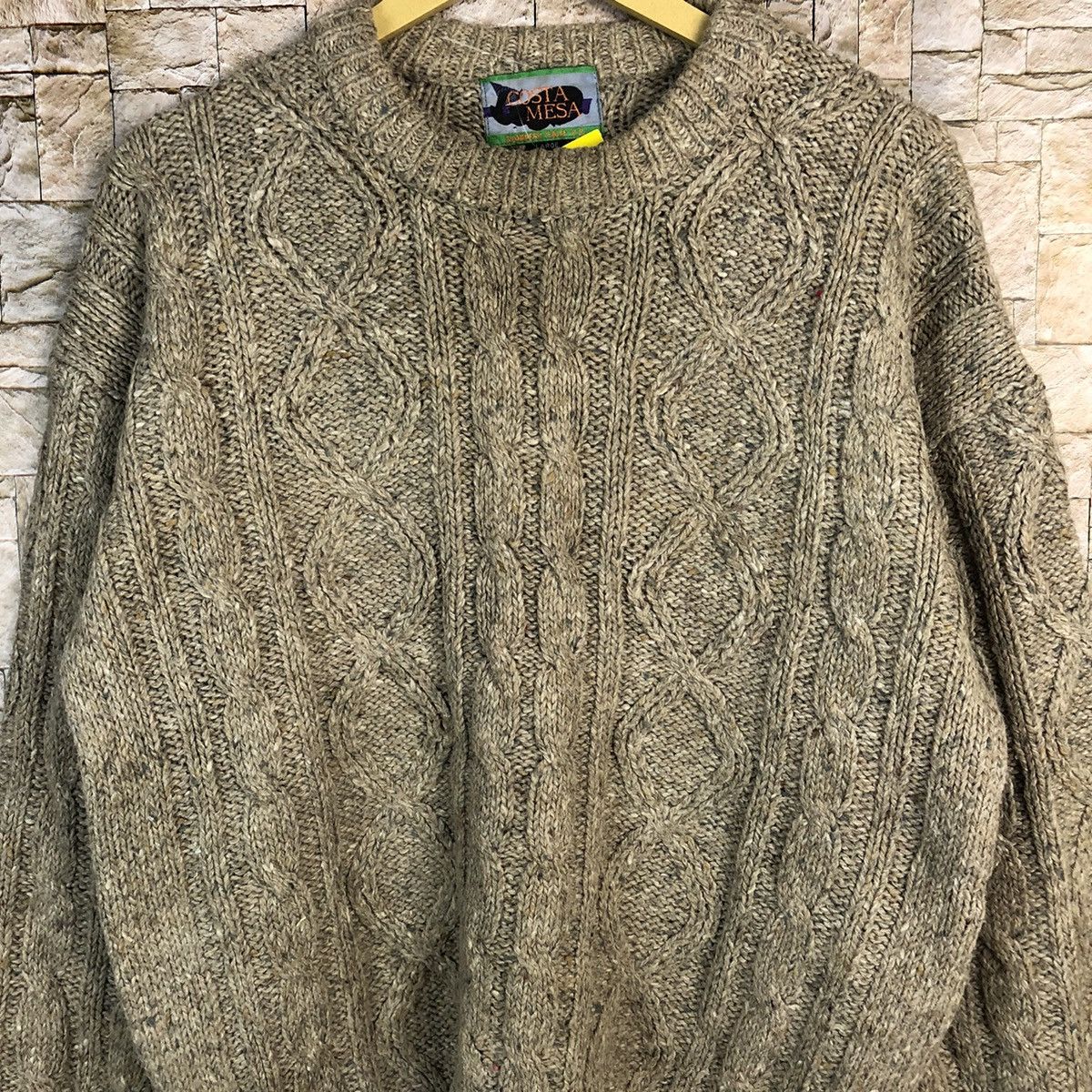 Aran Isles Knitwear × Japanese Brand × Vintage Costa Mesa Brown aran isle cable Knitwear #A779 Size US L / EU 52-54 / 3 - 5 Thumbnail