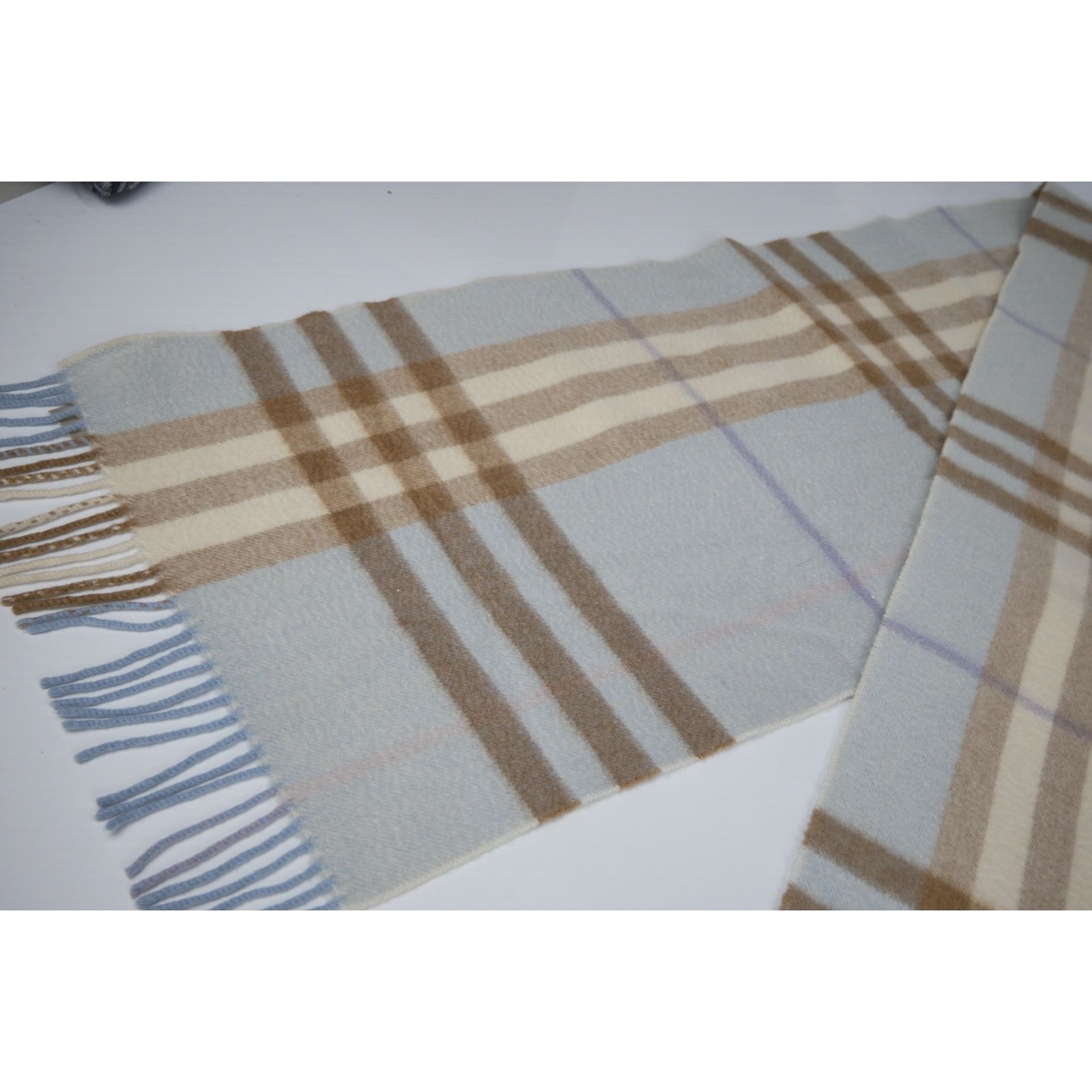 Burberry Turtle Blue Giant Check Cashmere Scarf Size ONE SIZE - 7 Thumbnail