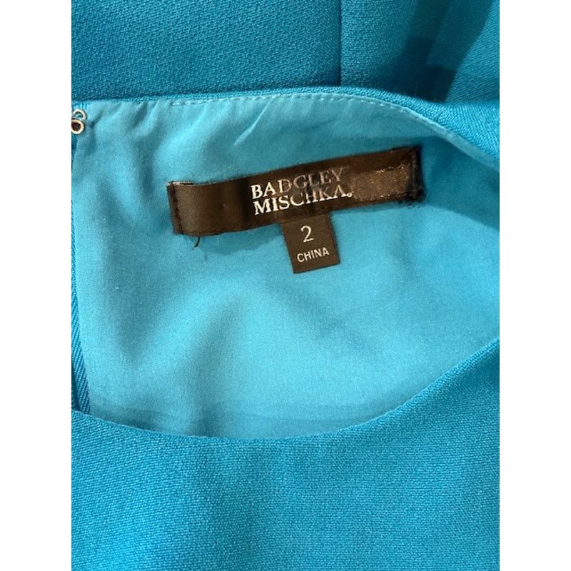 Badgley Mischka Badgley Mischka Bright Aqua Sleeveless Ruffle Maxi Gown Size XS / US 0-2 / IT 36-38 - 8 Thumbnail