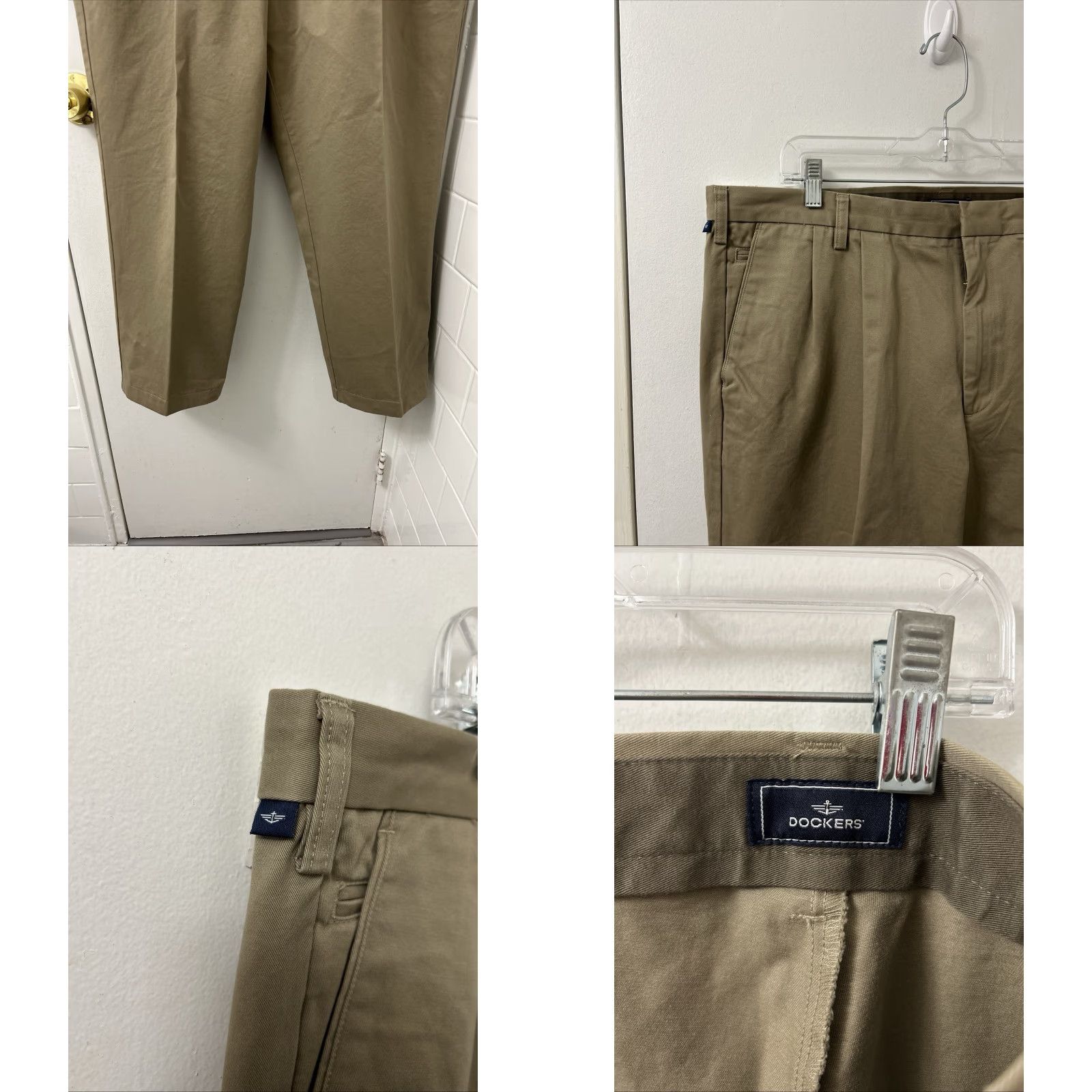 Dockers Dockers True Chino Pants Mens 40x29 Tan Pleated Relaxed Fit Logo Trousers Size US 40 / EU 56 - 8 Thumbnail