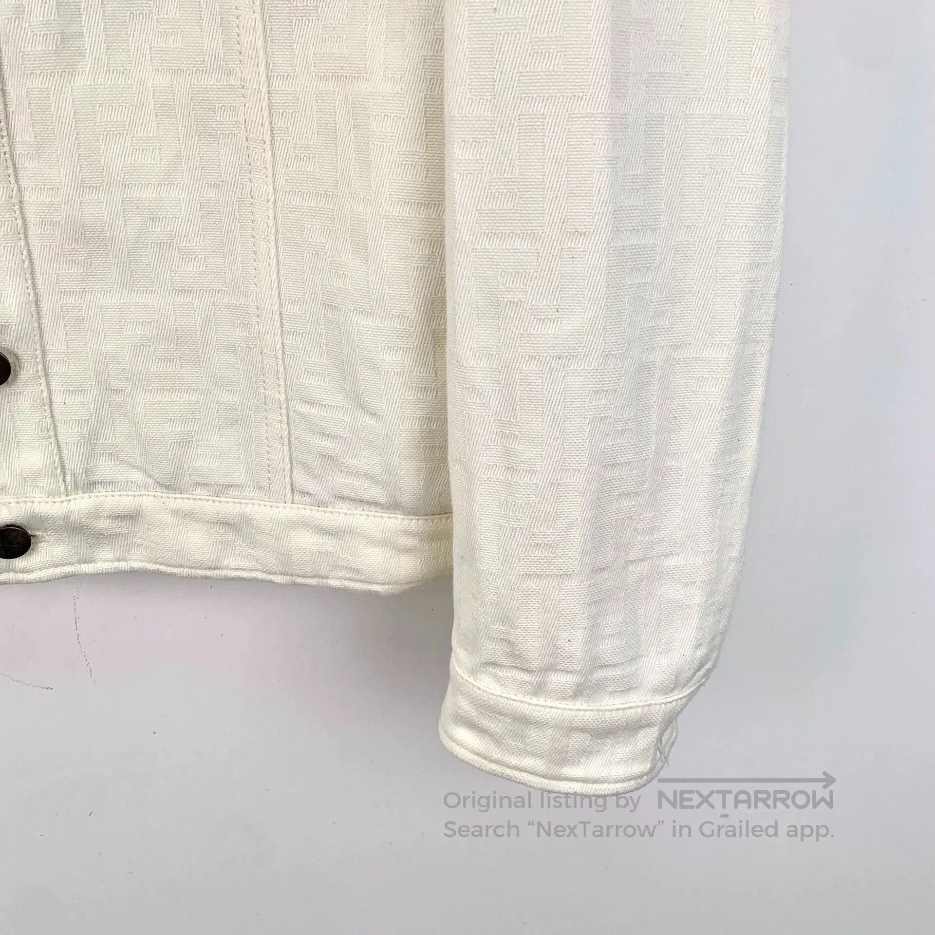 Fendi Fendi White Logo Jacquard Denim Jacket. Size US S / EU 44-46 / 1 - 4 Thumbnail