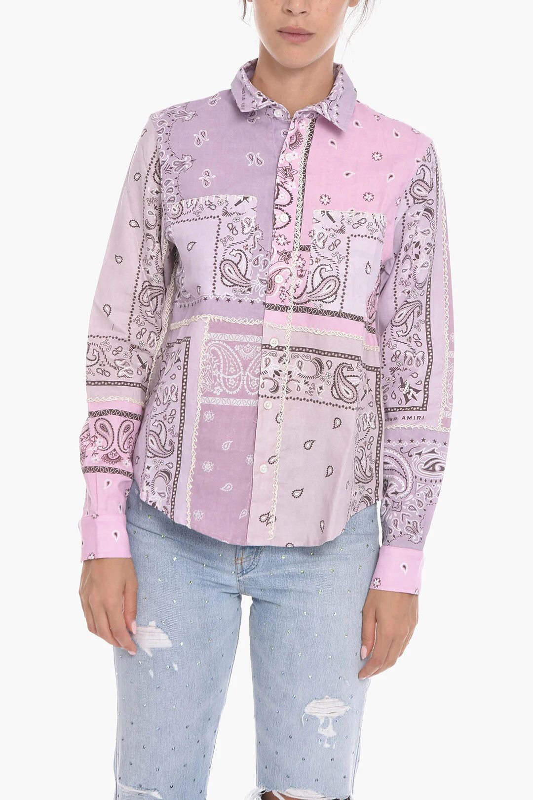 Amiri og1mm0426 Cotton Shirt in Pink Size M / US 6-8 / IT 42-44 - 1 Thumbnail