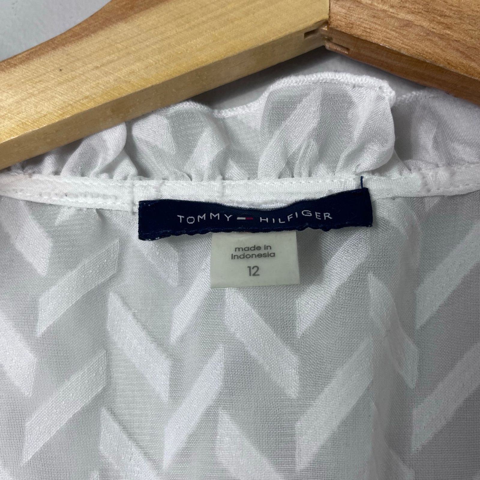 Tommy Hilfiger White Sheer Chevron Tommy Hilfiger Long Sleeve Dress 12 Size XL / US 12-14 / IT 48-50 - 2 Thumbnail