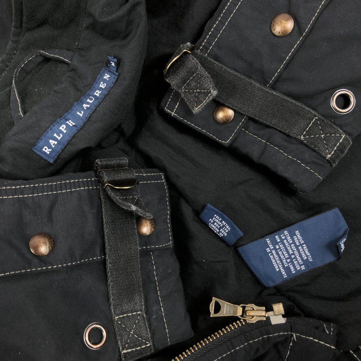 RRL Ralph Lauren × Ralph Lauren × Ralph Lauren Purple Label Rare POLO Cargo Multi Pockets Utility Belted Coat Motorcycle Jacket Bomber Size M / US 6-8 / IT 42-44 - 18 Thumbnail