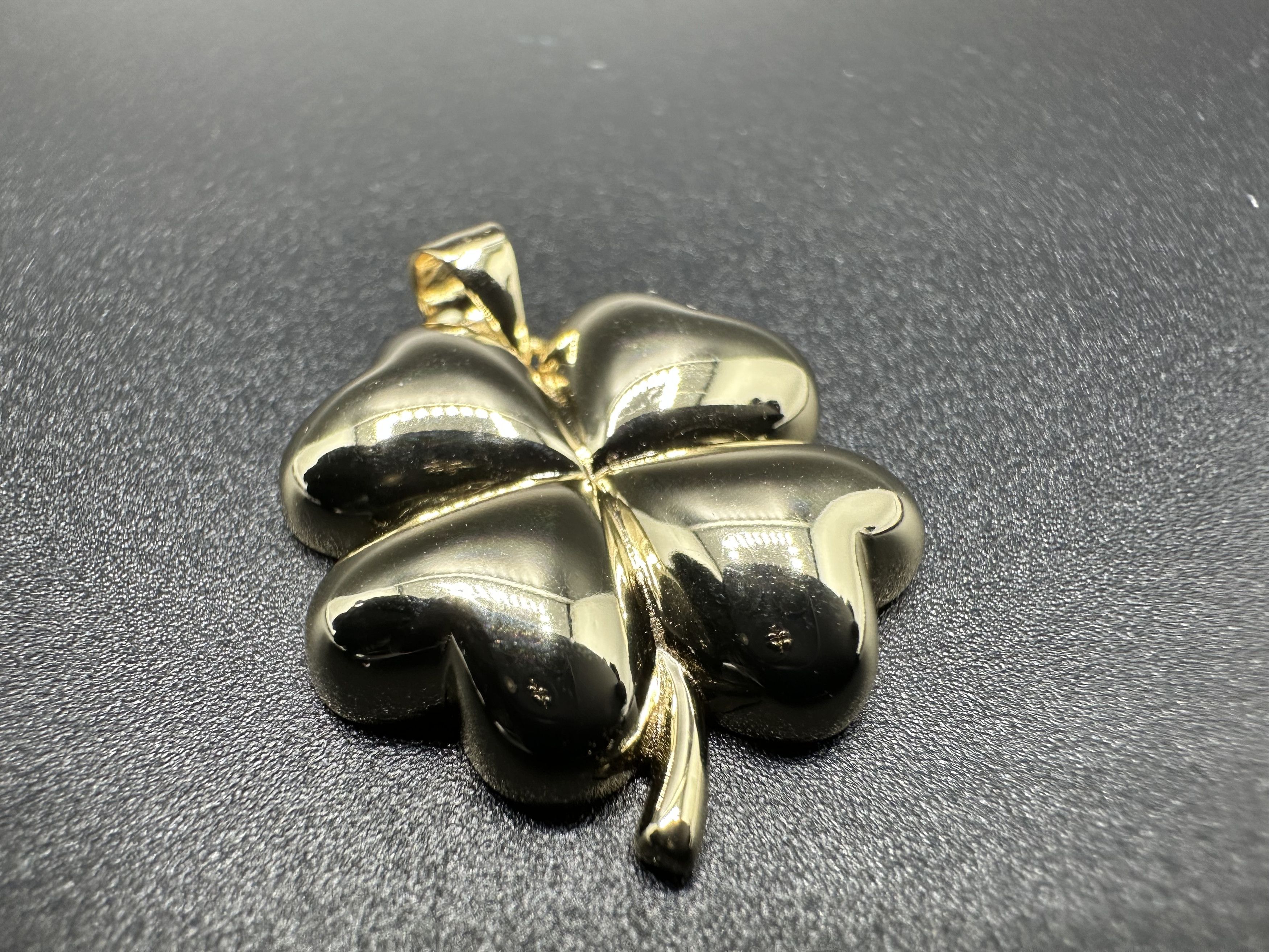 Jewelry 14KT GOLD OVER STERLING SILVER 925 4 LEAF CLOVER PENDANT Size ONE SIZE - 2 Thumbnail