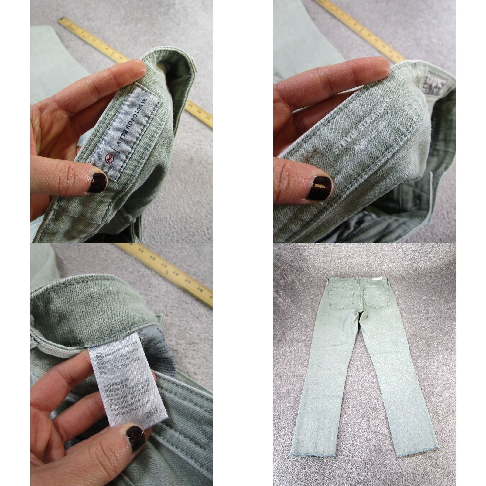 Anthropologie Anthropologie Jeans Womens 26 Stevie Straight Slim Extra Large XL Light Green Denim Size 26" / US 2 / IT 38 - 8 Thumbnail