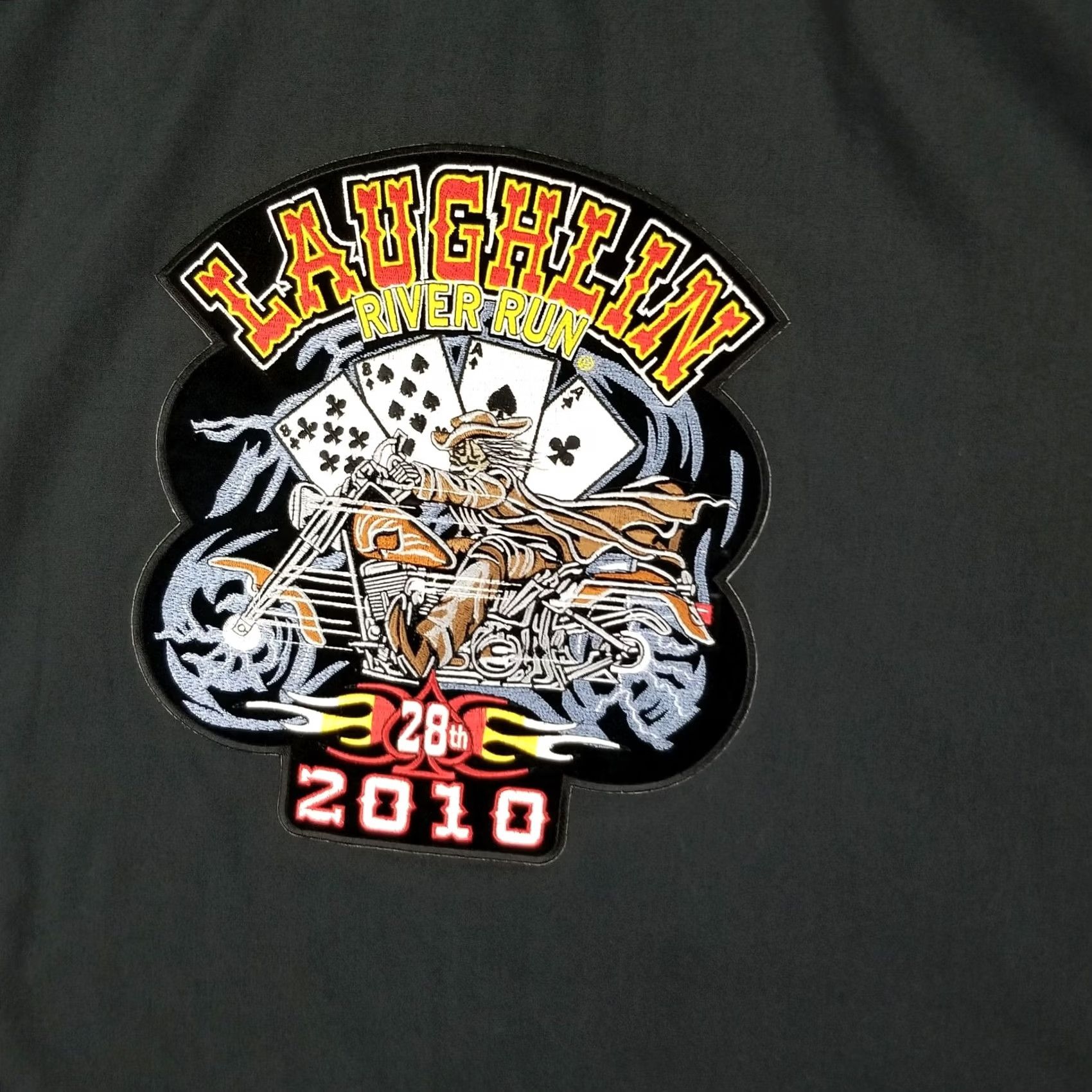 Vintage Laughlin River Run Motorcycle Shirt Men XL Black Denin Cotton Blend Embroidered Logo Pockets 2Sided"} Size US XL / EU 56 / 4 - 7 Thumbnail