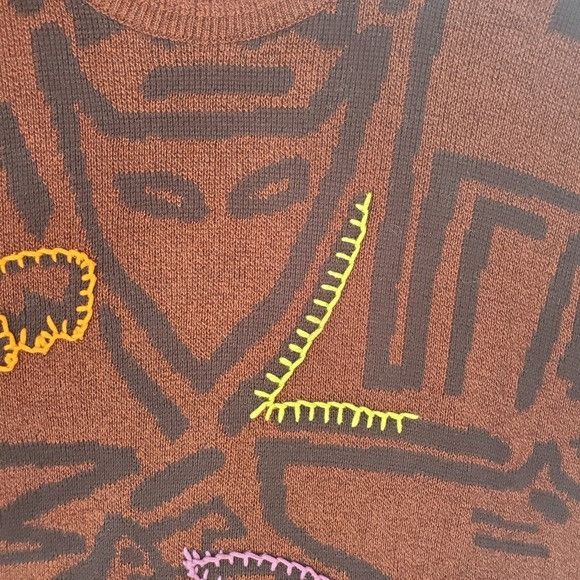 FALKE Vintage Sweater RARE Retro Embroidered Graphics Falke by Jef Size L / US 10 / IT 46 - 8 Thumbnail