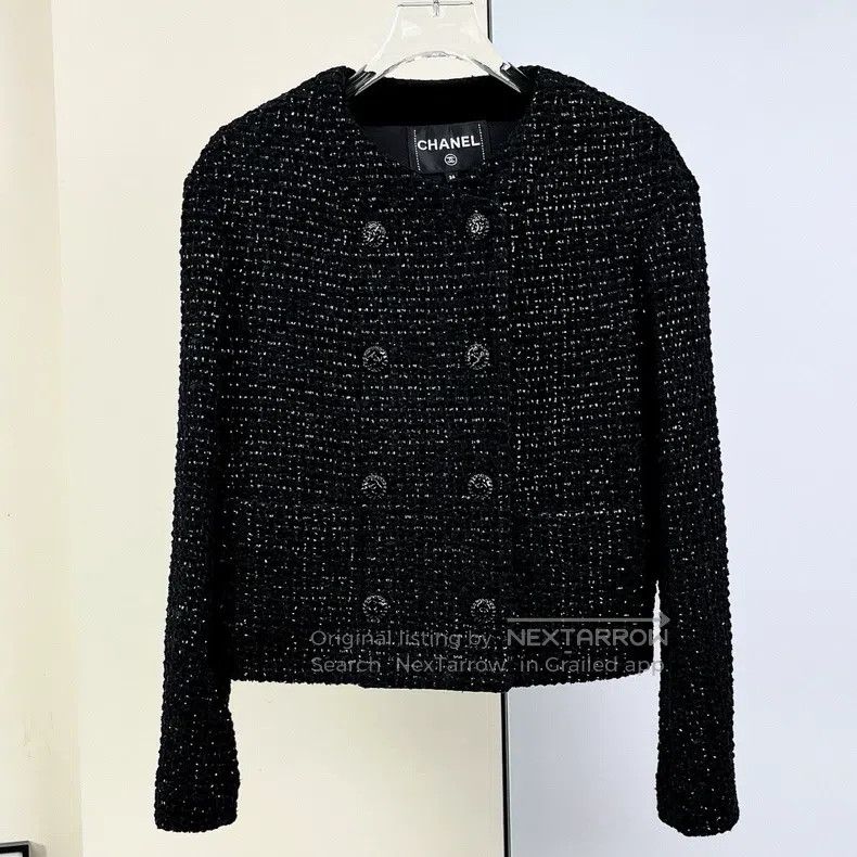 Chanel Chanel 22B black shiny velvet woven tweed jacket Size XXS / US 00 / IT 34 - 3 Thumbnail