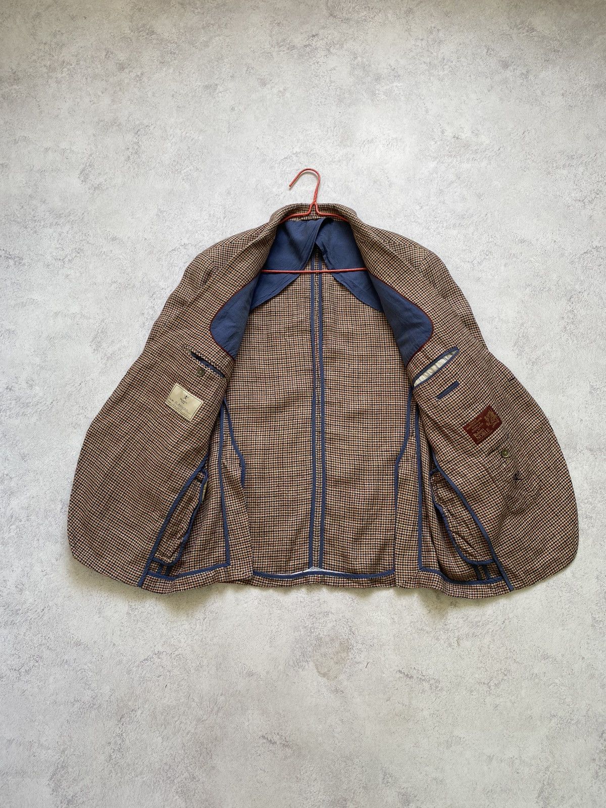 Hackett Hacket London Robert Noble Red/Blue Check Silk/Linen Blazer Size 44R - 10 Thumbnail
