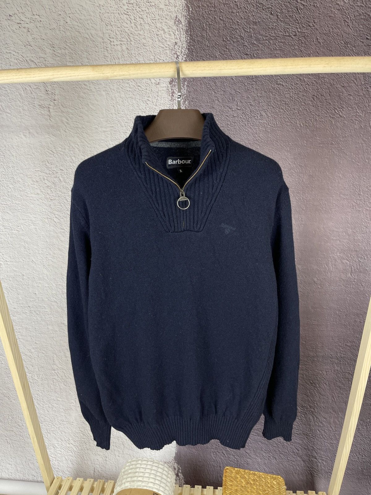 Barbour Barbour Essential Funnel Neck wool sweater jumper XL Navy Size US XL / EU 56 / 4 - 1 Thumbnail