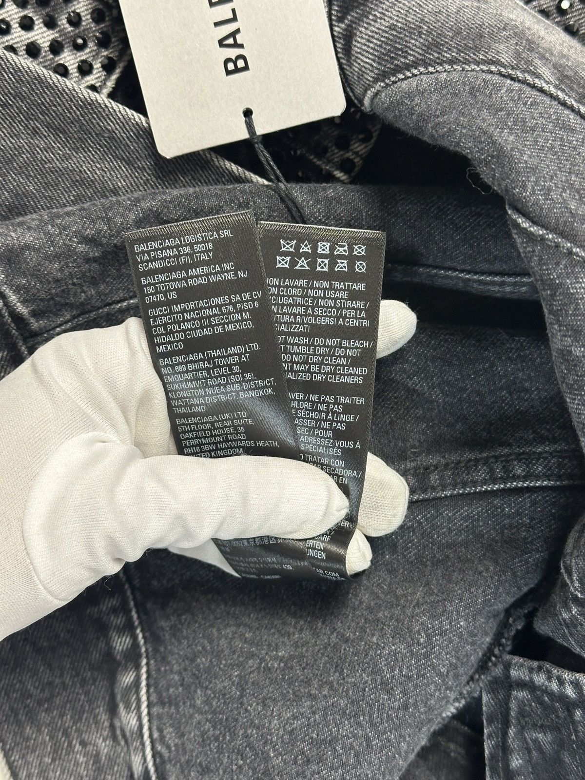 Balenciaga Balenciaga Asymmetrical Rhinestone Trucker Denim Jacket Size US M / EU 48-50 / 2 - 9 Thumbnail