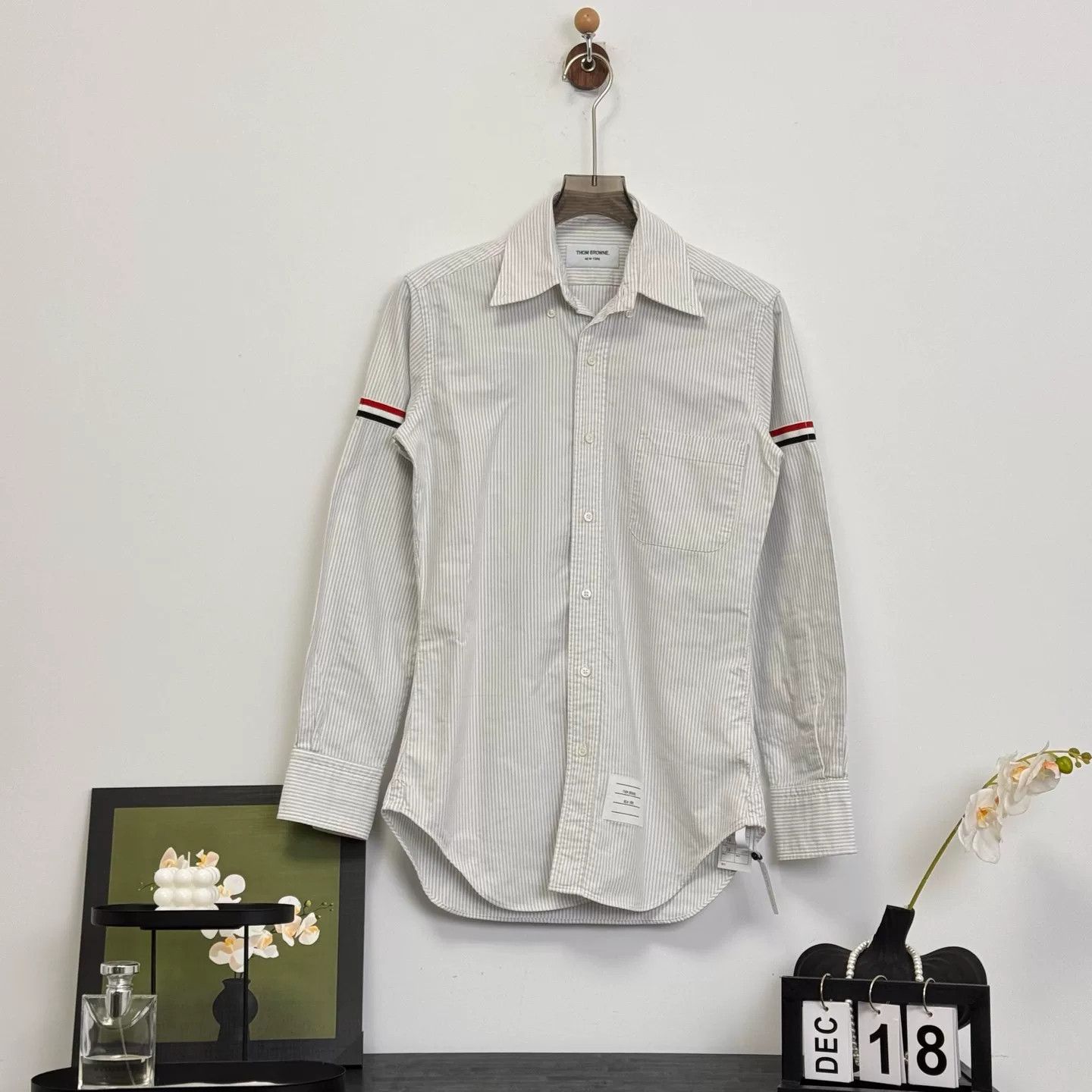 Thom Browne Thom Browne Striped Logo Shirt Size US S / EU 44-46 / 1 - 1 Thumbnail