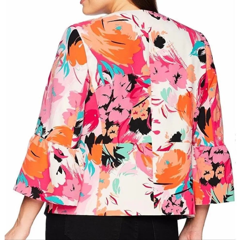 Nine West Nine West Womens Floral Bell Quarter Sleeve Blazer Size 12 Size XL / US 12-14 / IT 48-50 - 2 Thumbnail