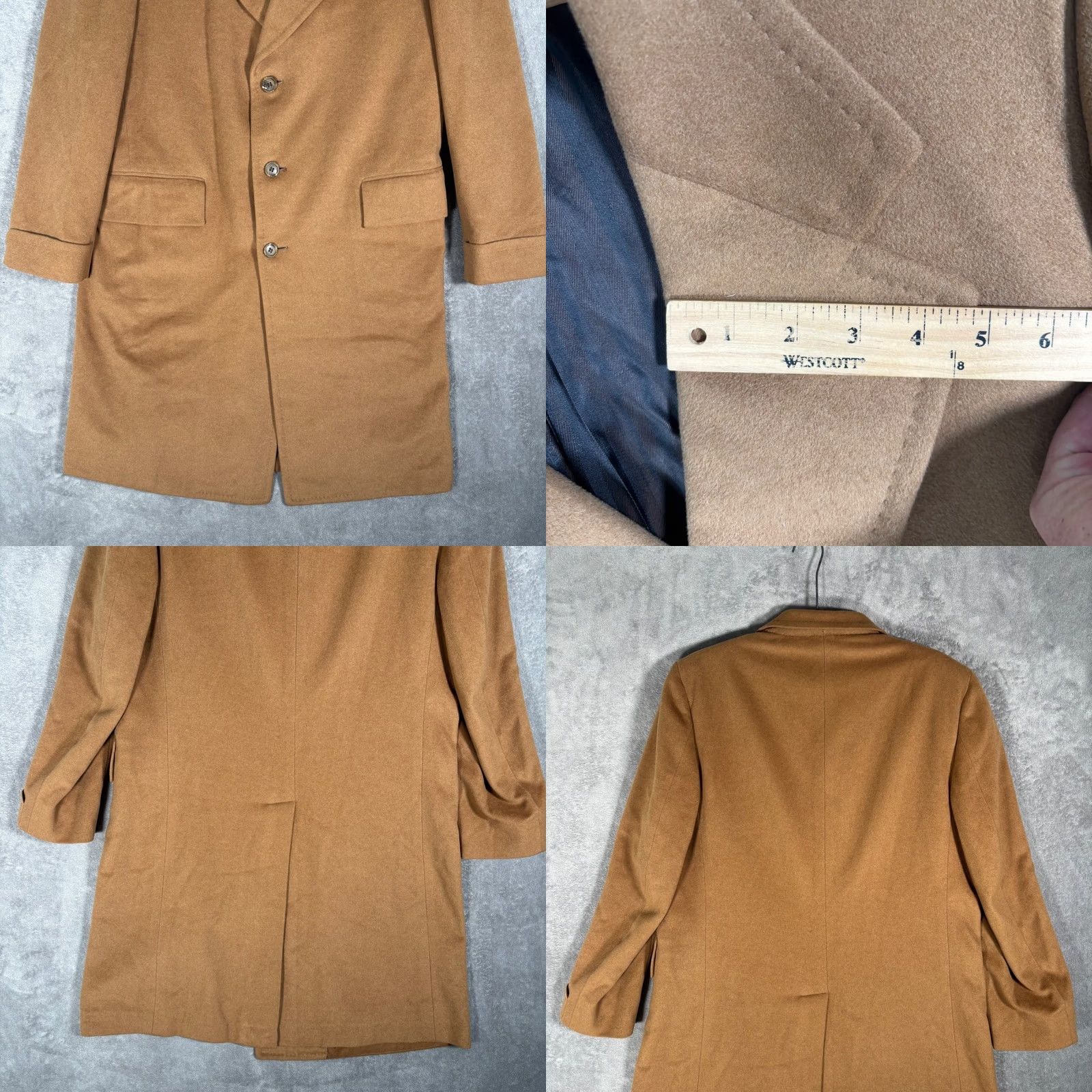 Camel VINTAGE Hudson's Men's Store Coat Overcoat Wool Camel Tan 44 Button Single-Breasted Classic Trench CamEL Hair Blend Mens USA Made 50s 60s Size US S / EU 44-46 / 1 - 9 Thumbnail